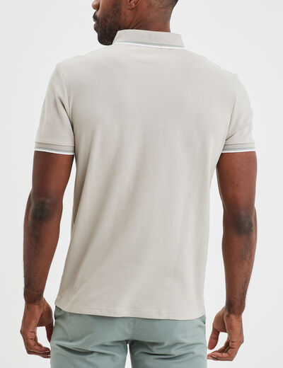 Polo piqu&eacute; manches courtes coton gris clair homme