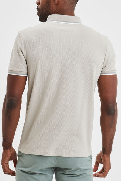 Polo piqu&eacute; manches courtes coton gris clair homme