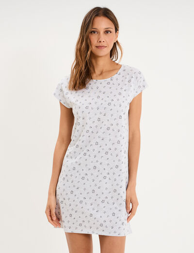 Chemise de nuit manches courtes gris clair femme