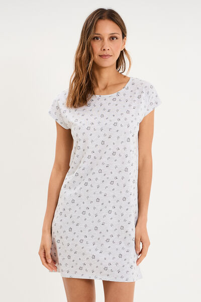 Chemise de nuit manches courtes gris clair femme