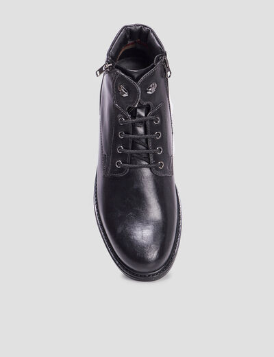 Boots zippées en cuir noir homme