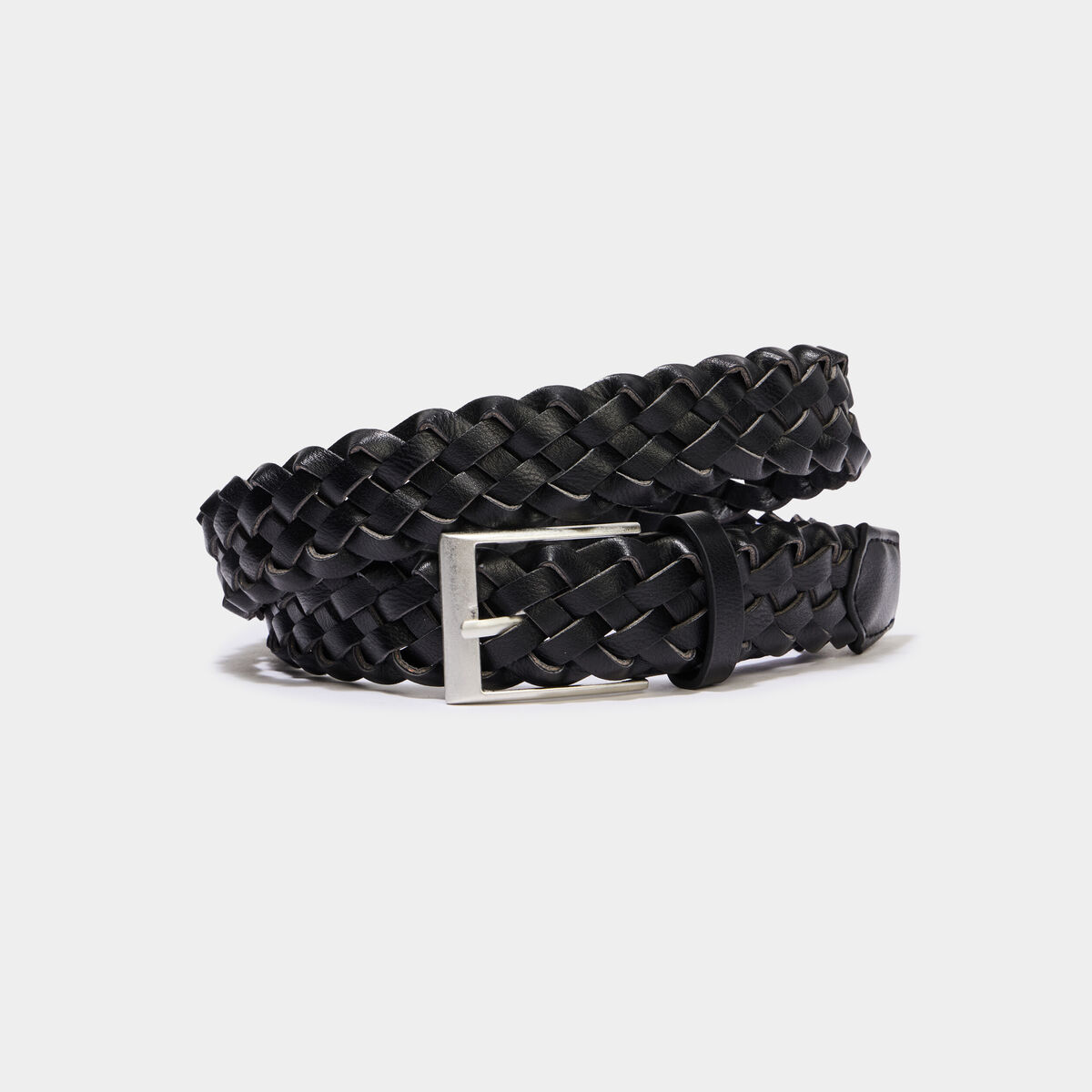 Ceinture tress&eacute;e noir homme