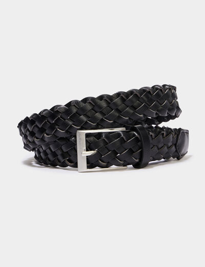 Ceinture tress&eacute;e noir homme