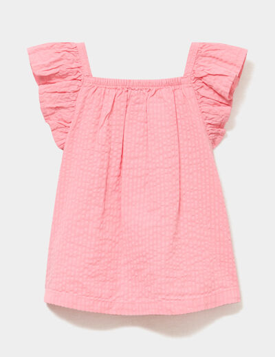 Ensemble 2 pi&egrave;ces d&eacute;bardeur short coton rose b&eacute;b&eacute; fille