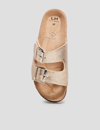 Mules avec doubles boucles jaune or femme