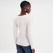 T-shirt coton stretch manches longues rose clair femme