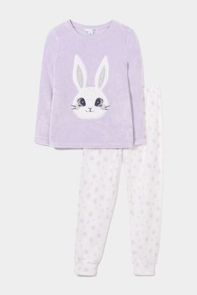 Ensemble pyjama pantalon pilou 2 pièces violet clair fille