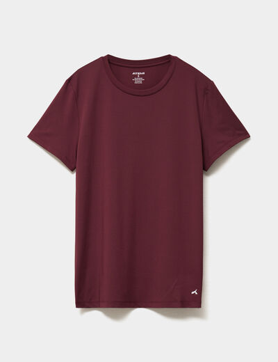 T-shirt de sport droit manches courtes violet fonc&eacute; femme