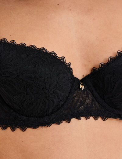 Soutien-gorge corbeille padd&eacute; dentelle noir femme