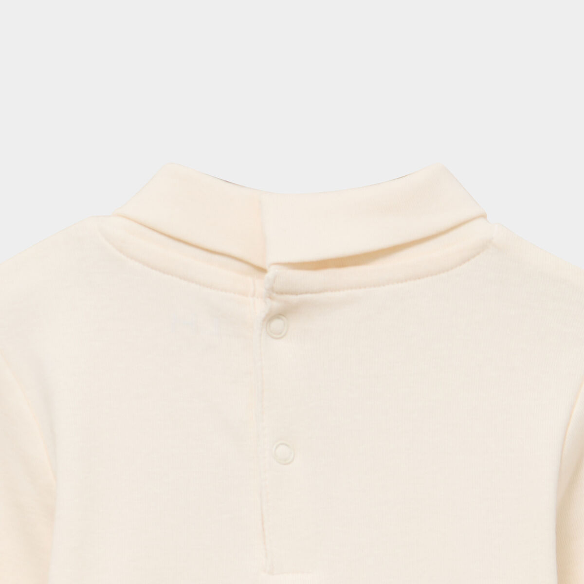 Lot 2 t-shirts col roul&eacute; boutonn&eacute; dos beige b&eacute;b&eacute; gar&ccedil;on