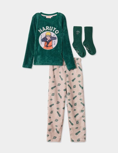Coffret ensemble pyjama 3 pièces Naruto vert garçon