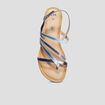 Sandales en cuir semelle plate bleu femme