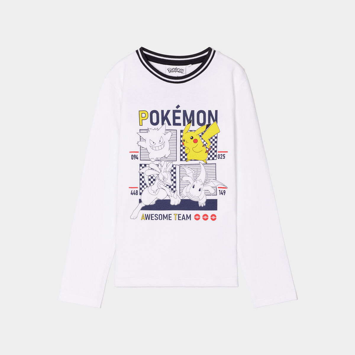T-shirt col bord-côte Pokémon blanc garçon