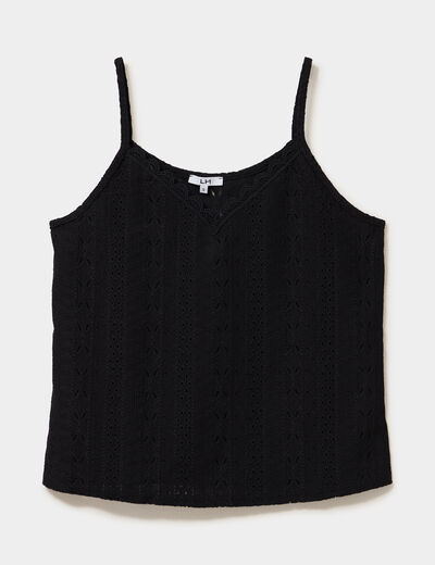 D&eacute;bardeur broderie anglaise noir femme