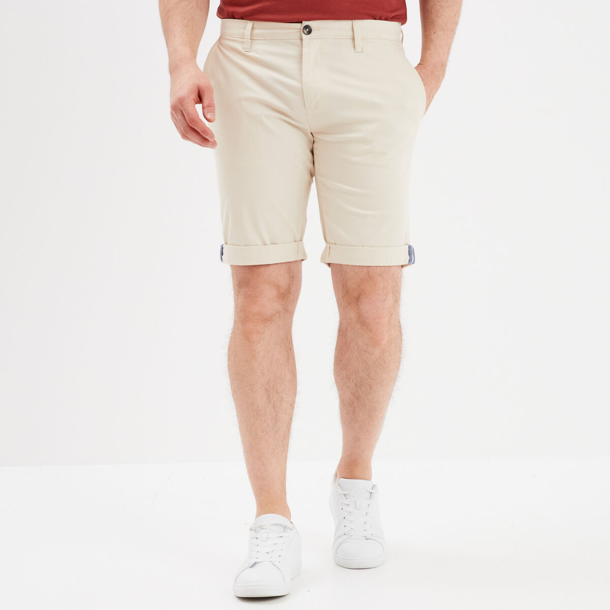 Short chino slim Creeks beige homme