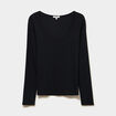 T-shirt coton stretch manches longues noir femme