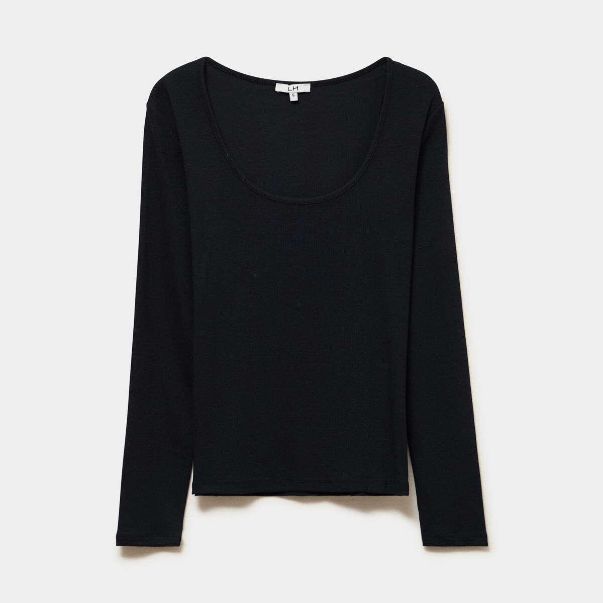 T-shirt coton stretch manches longues noir femme
