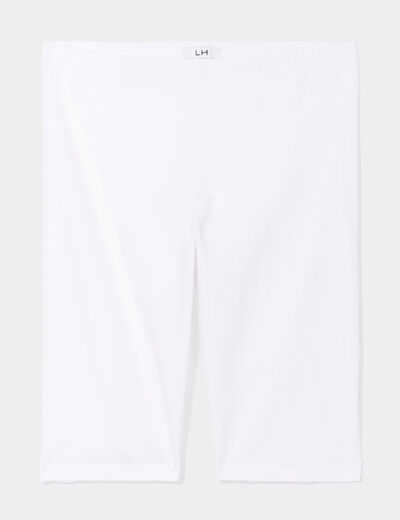 Legging court cycliste ajusté blanc femme