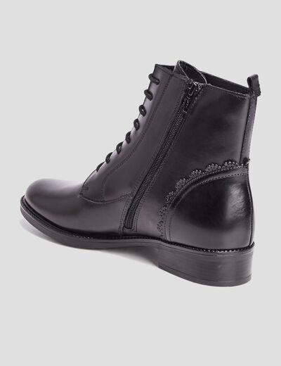 Bottines en cuir zippées noir femme