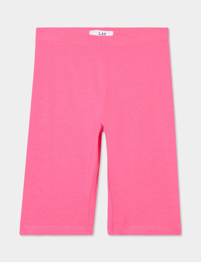 Legging cycliste coton taille élastiquée rose fushia fille