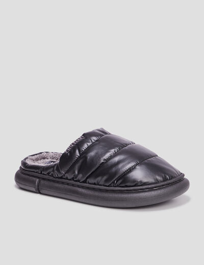 Chaussons mules matelassés fourrés noir homme