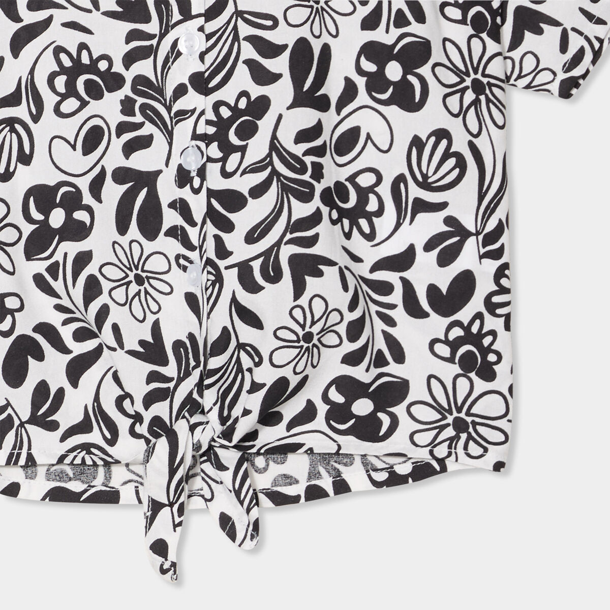 Chemise nou&eacute;e manches courtes ecru fille