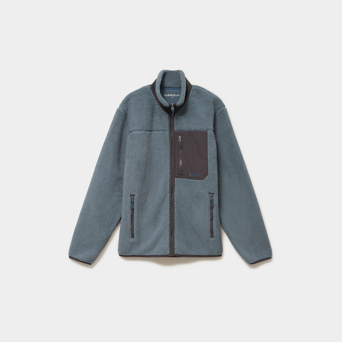 Veste effet sherpa zipp&eacute;e 3 poches bleu gris homme