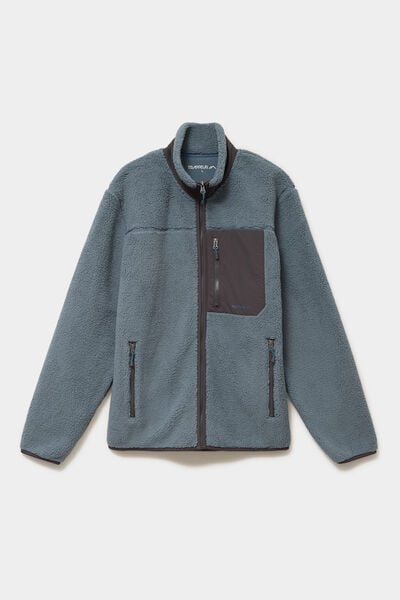 Veste effet sherpa zipp&eacute;e 3 poches bleu gris homme