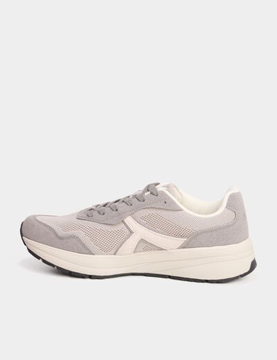 Baskets running de sport &agrave; lacets gris homme