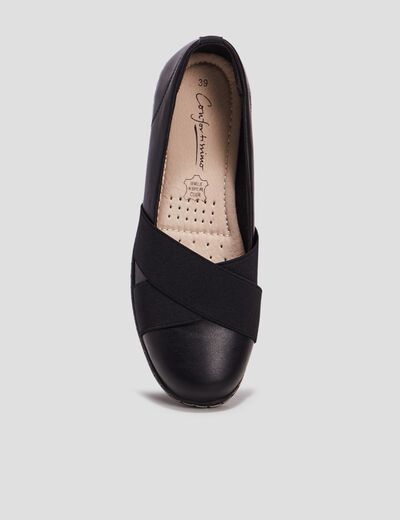 Ballerines compensées en cuir noir femme