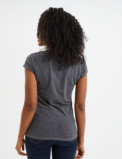 T-shirt manches courtes gris foncé femme