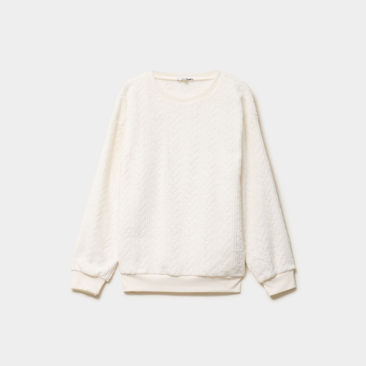 Haut de pyjama sweat polaire torsad&eacute; blanc femme