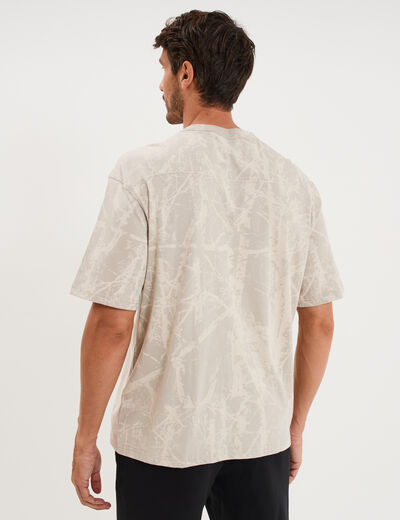 T-shirt col rond manches courtes coton gris clair homme