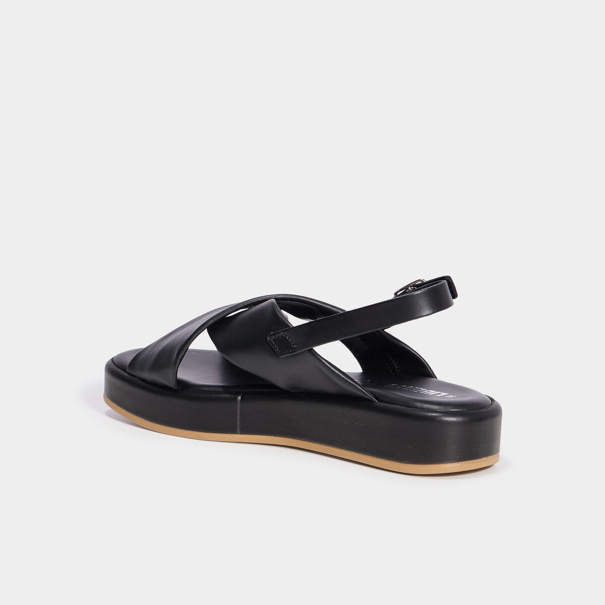 Sandales plateformes &agrave; brides crois&eacute;es noir femme