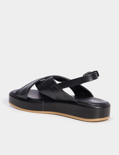 Sandales plateformes &agrave; brides crois&eacute;es noir femme