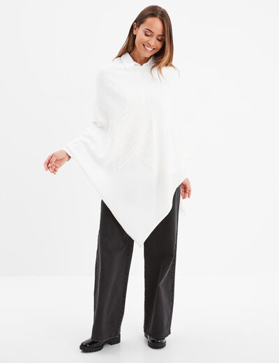 Poncho coupe ample ivoire femme