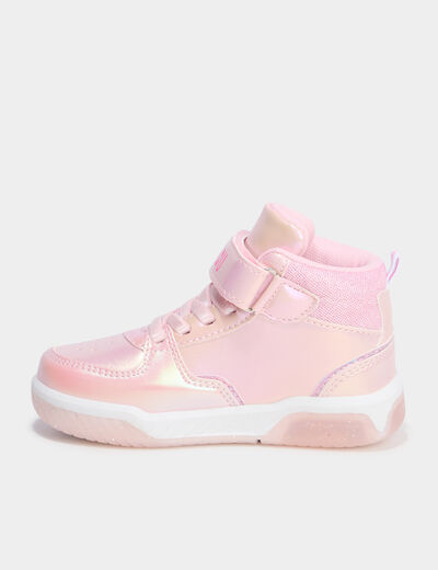 Baskets montantes lumineuses rose fille