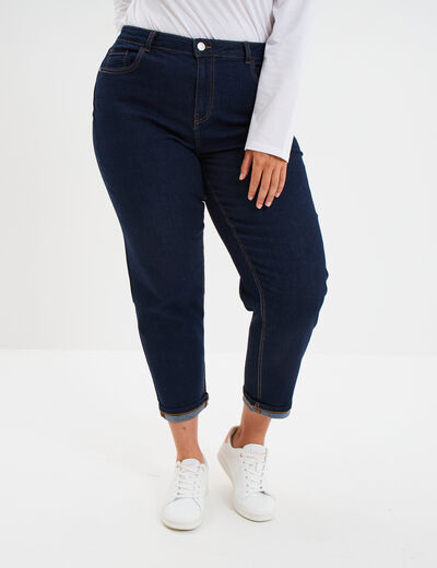 Jeans mom cropped taille haute denim brut femme grande taille