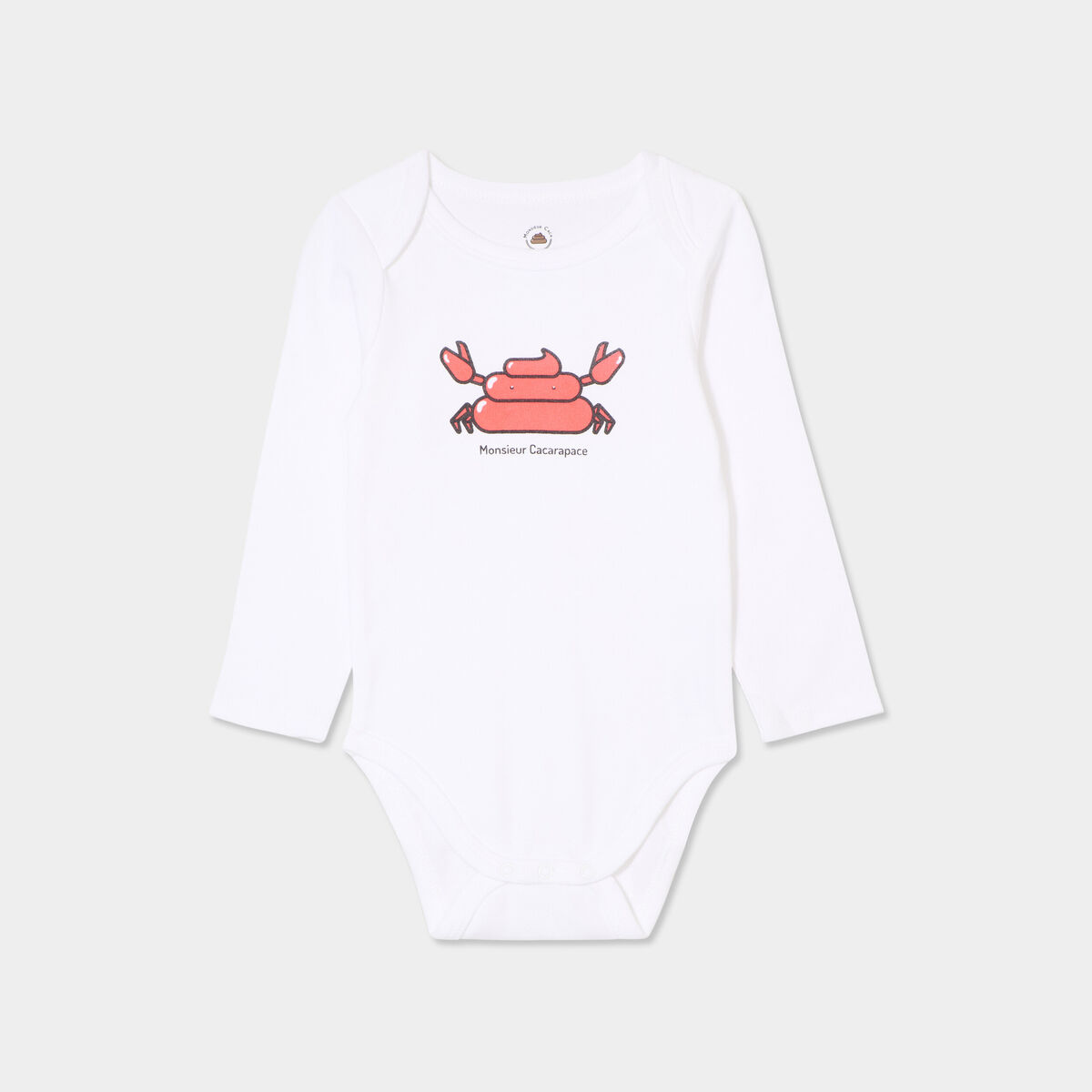 Body US coton Monsieur Caca x La Halle blanc b&eacute;b&eacute; gar&ccedil;on
