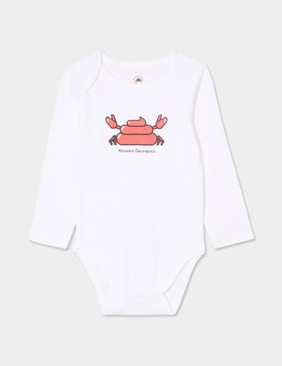 Body US coton Monsieur Caca x La Halle blanc bébé garçon