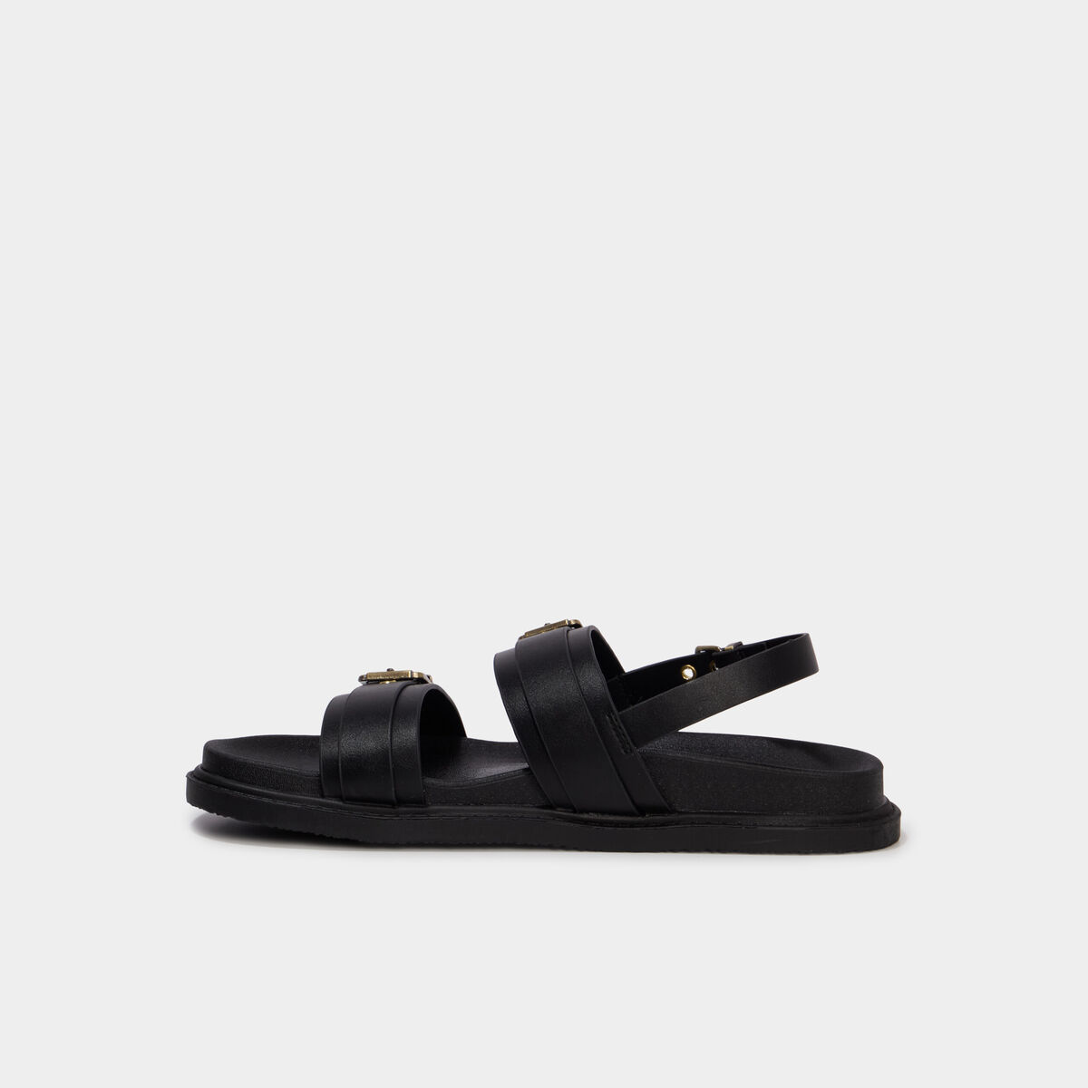 Sandales &agrave; boucles noir femme