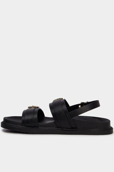 Sandales &agrave; boucles noir femme