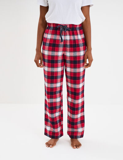 Pantalon de pyjama en coton ajusable rouge femme