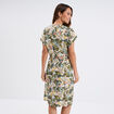 Robe courte col tunisien manches courtes blanc femme