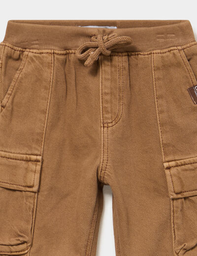 Pantalon cargo coton marron fonc&eacute; b&eacute;b&eacute; gar&ccedil;on