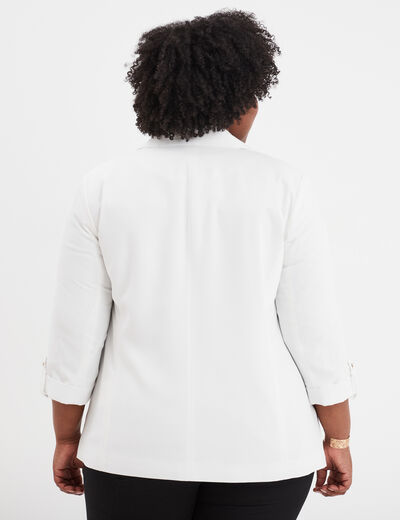 Veste droite manches 3/4 à revers blanc femme grande taille
