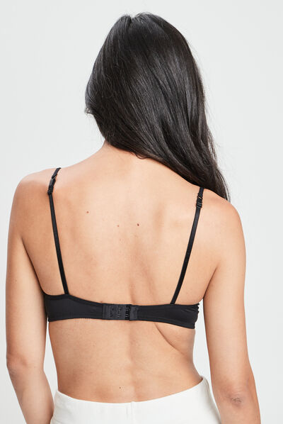 Soutien-gorge corbeille micro dentelle noir femme