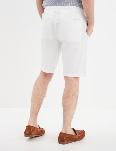 Bermuda chino à coulisse lin mélangé blanc homme