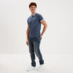 Polo slim manches courtes stretch bleu gris homme