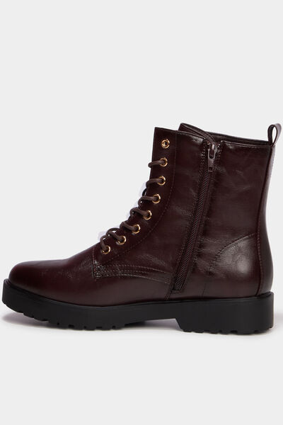 Boots &agrave; lacets talons bordeaux femme